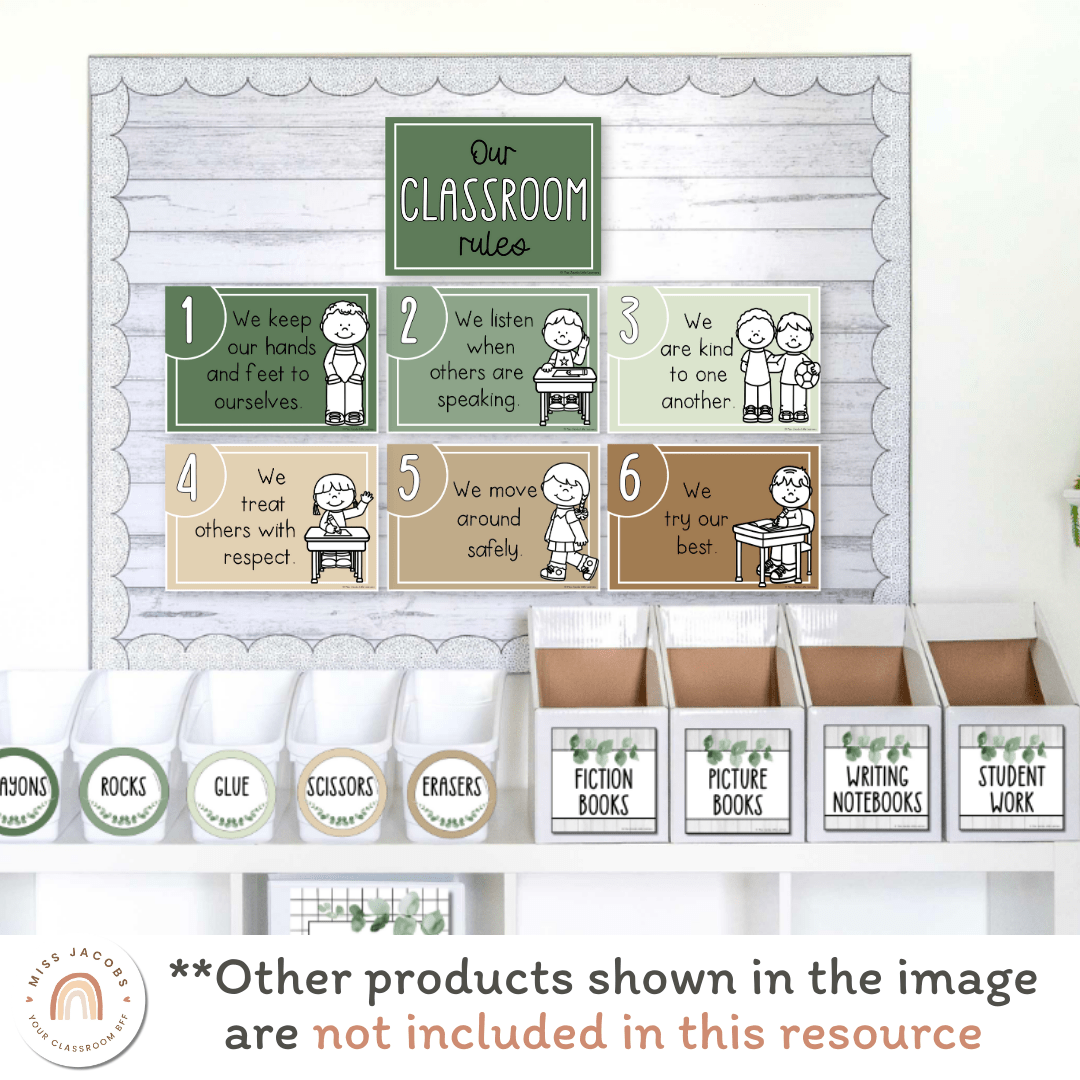 Classroom Rules and Expectations Posters - Modern Botanical Theme - MJLL