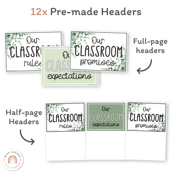 Classroom Rules and Expectations Posters - Modern Botanical Decor - Miss Jacobs Little Learners