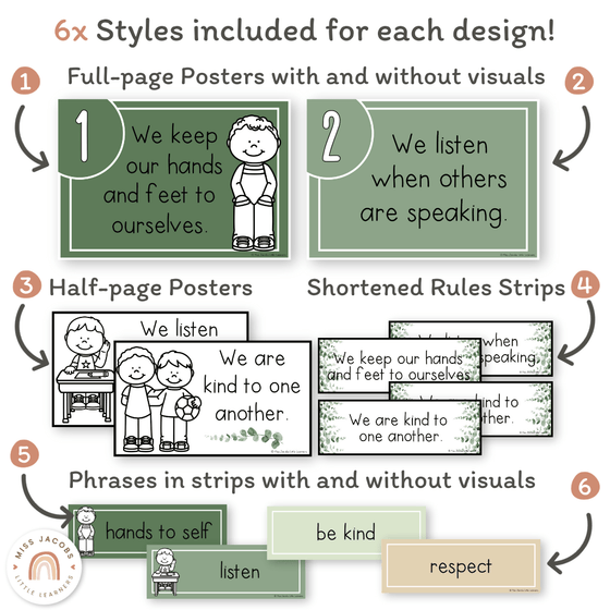 Classroom Rules and Expectations Posters - Modern Botanical Decor - Miss Jacobs Little Learners