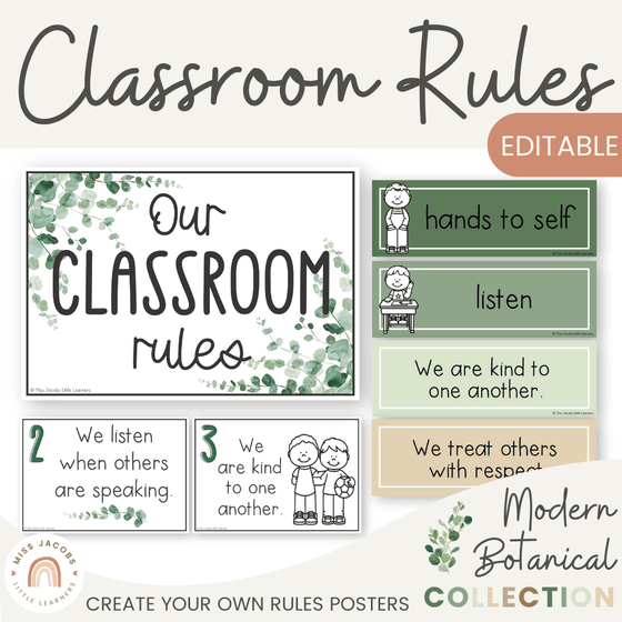 Classroom Rules and Expectations Posters - Modern Botanical Decor - Miss Jacobs Little Learners