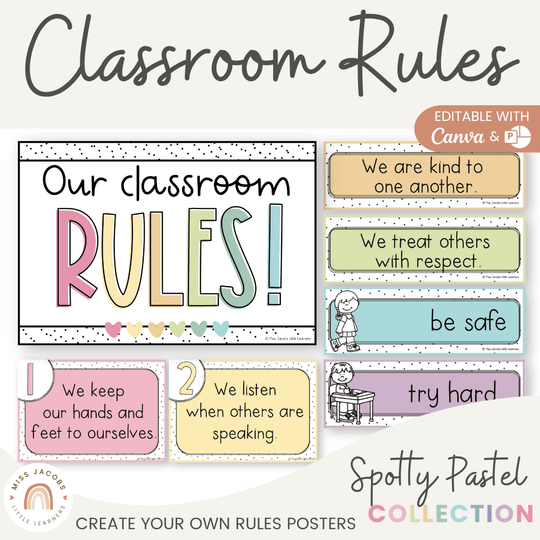 Classroom Rules and Expectations Posters - Spotty Pastel Decor