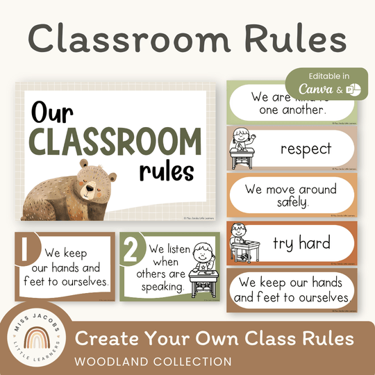 Classroom Rules and Expectations Posters - Woodland Decor