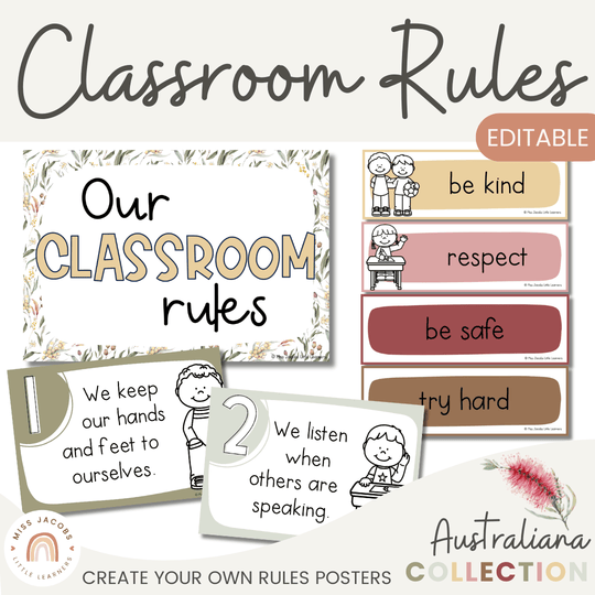 Classroom Rules and Expectations Posters - Australiana Decor