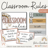 Classroom Rules Posters for Classroom Management | Boho Rainbow Neutral Decor | Editable - Miss Jacobs Little Learners