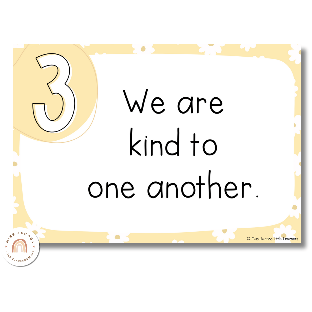Classroom Rules and Expectations Posters - Daisy Gingham Pastels Decor