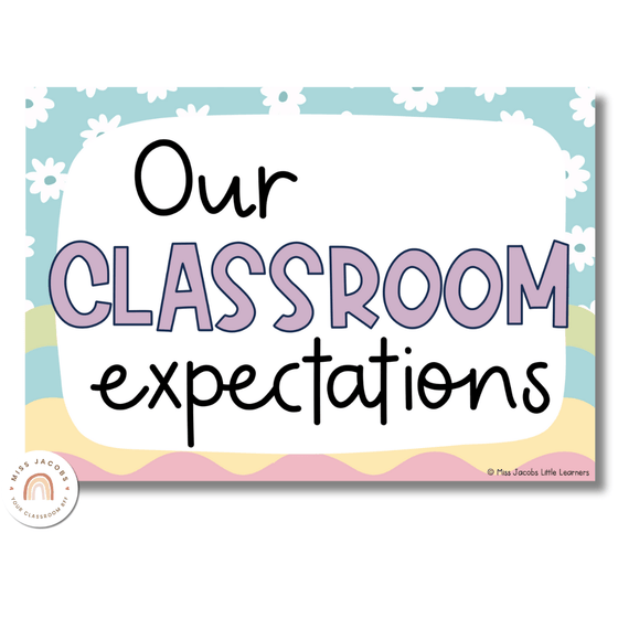 Classroom Rules Posters for Classroom Management | Daisy Gingham Pastel Decor | Editable - Miss Jacobs Little Learners