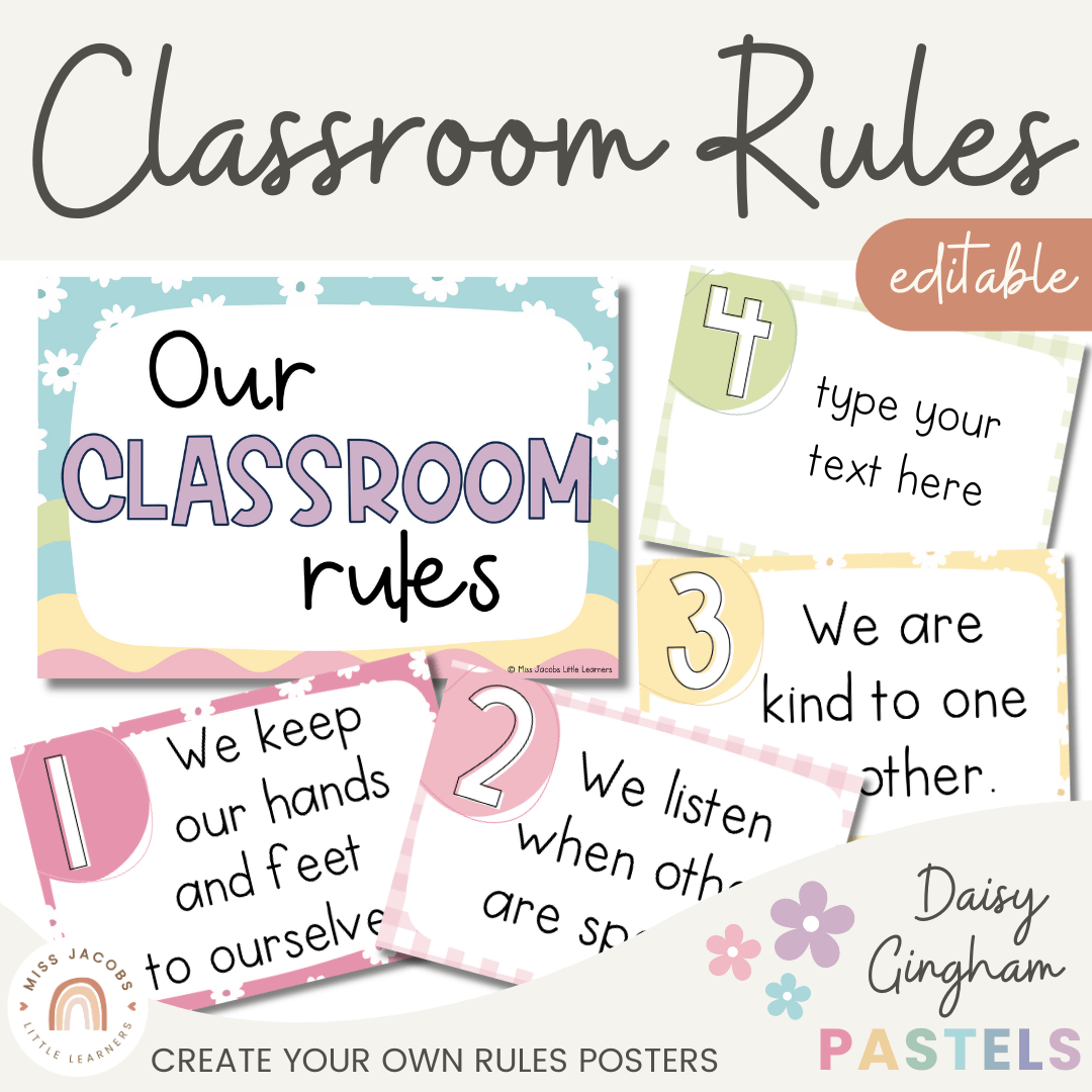 Classroom Rules Posters for Classroom Management | Daisy Gingham Paste ...