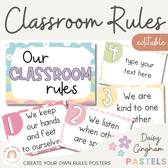 Classroom Rules Posters for Classroom Management | Daisy Gingham Paste ...