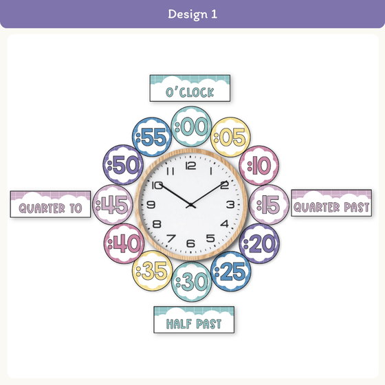 Clock Number Labels - Dreamy Space Theme Classroom Decor - Miss Jacobs Little Learners