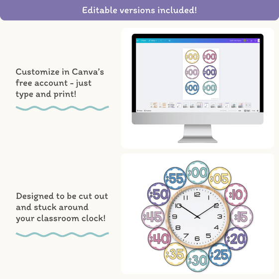 Clock Number Labels - Dreamy Space Theme Classroom Decor - Miss Jacobs Little Learners