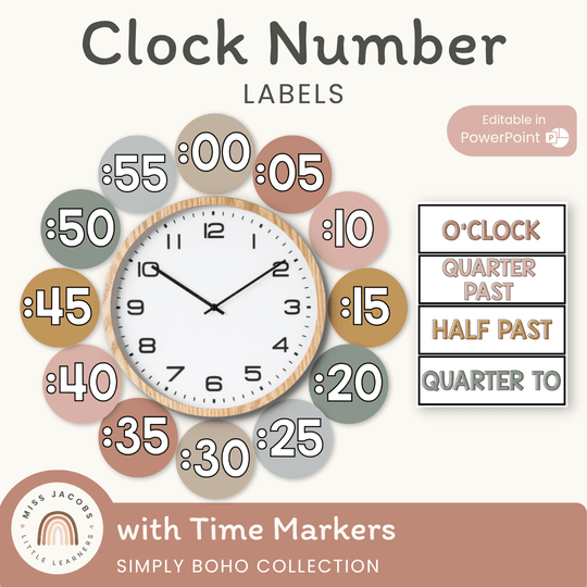 CLOCK NUMBER LABELS | SIMPLE BOHO