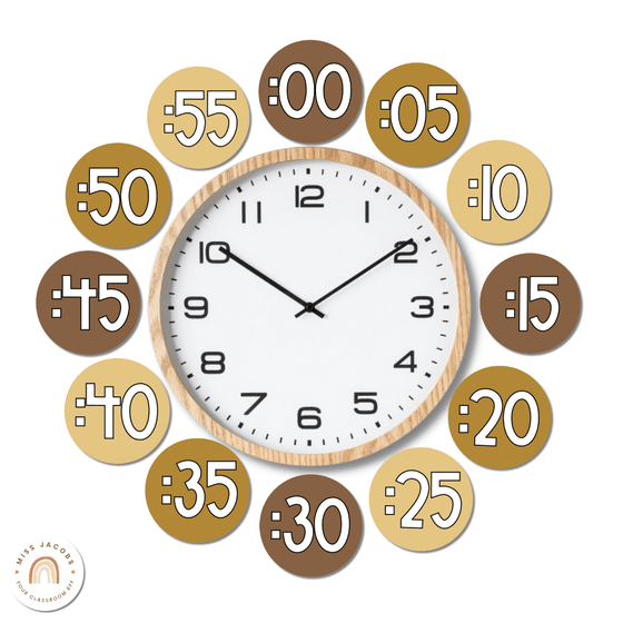 Clock Numbers | Daisy Gingham Neutrals Classroom Decor - Miss Jacobs Little Learners