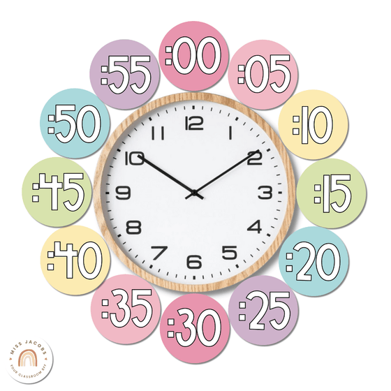 Clock Numbers | Daisy Gingham Pastels Classroom Decor - Miss Jacobs Little Learners