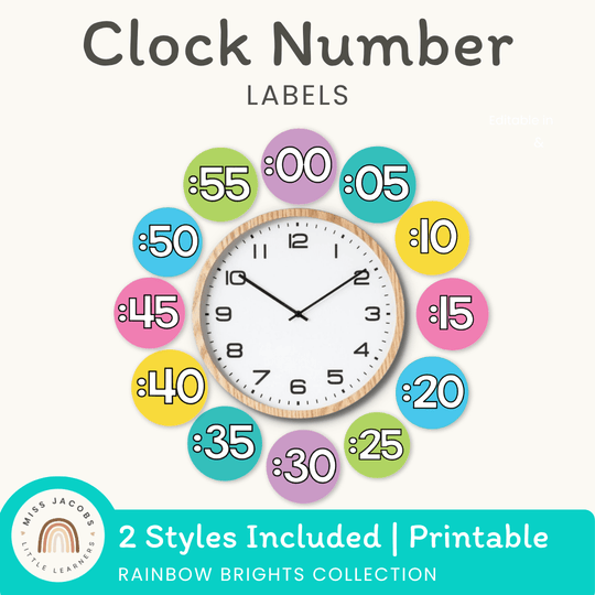 Clock Numbers Display | Rainbow Classroom Decor
