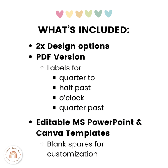 Clock Numbers - Spotty Pastel Classroom Decor - Miss Jacobs Little Learners