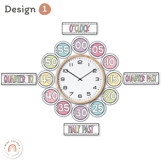 Clock Numbers - Spotty Pastel Classroom Decor - Miss Jacobs Little Learners