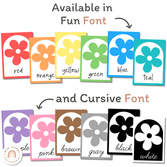 Color Posters | Daisy Gingham Pastels Classroom Decor | Editable - Miss Jacobs Little Learners