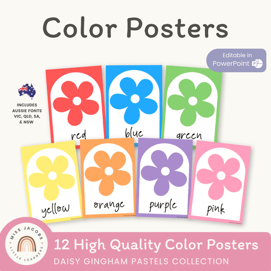Color Posters - Daisy Gingham Pastels Decor