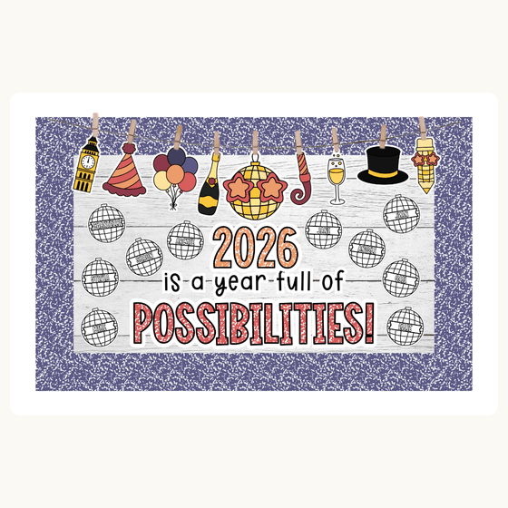 Composition Notebook New Year Bulletin Board Decor Kit, Goals Craft & Activities Bundle - Miss Jacobs Little Learners