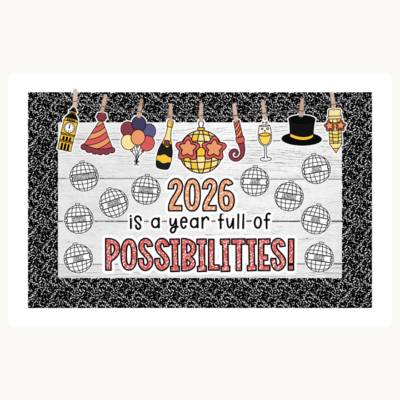 Composition Notebook New Year Bulletin Board Decor Kit, Goals Craft & Activities Bundle - Miss Jacobs Little Learners