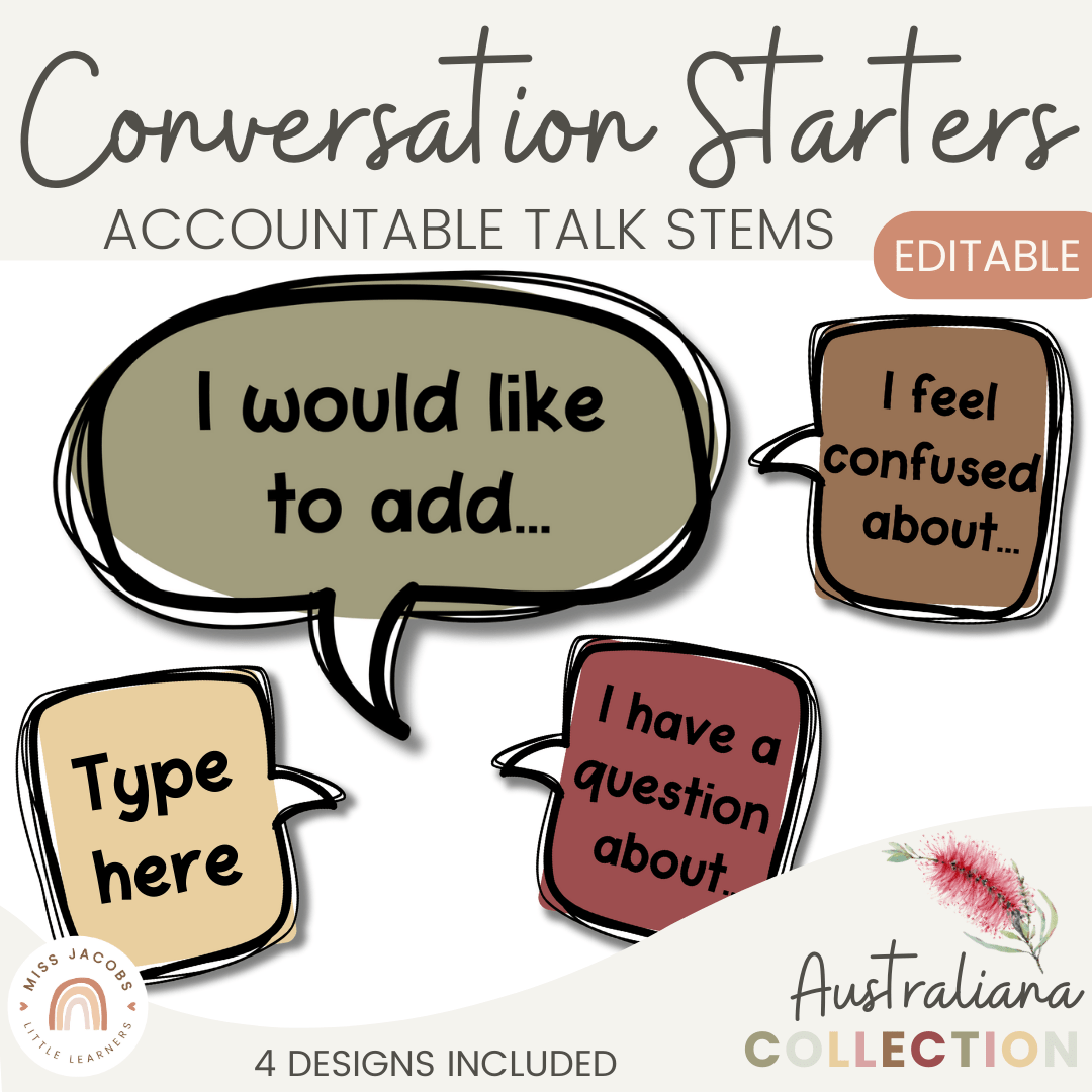  Conversation Starters - Australiana Classroom Decor - Miss Jacobs Little Learners