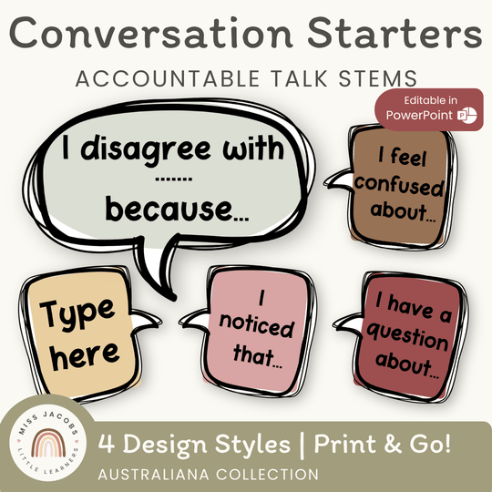Conversation Starters - Australiana Classroom Decor