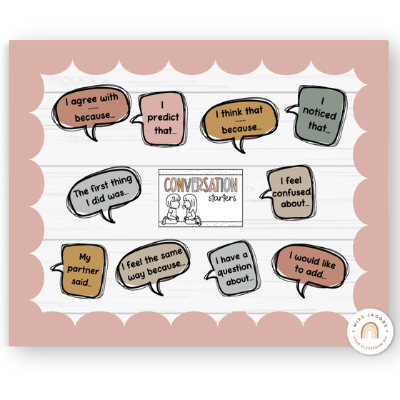 Conversation Starters - Boho Neutrals Classroom Decor - Miss Jacobs Little Learners