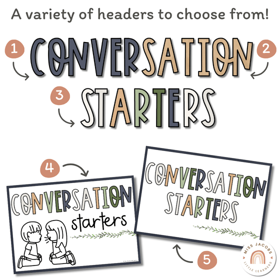 Conversation Starters - Boho Plants Classroom Decor - Miss Jacobs Little Learners