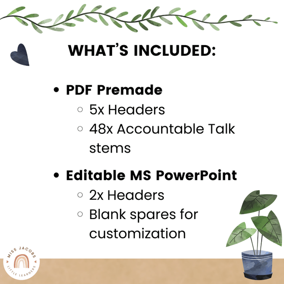 Conversation Starters - Boho Plants Classroom Decor - Miss Jacobs Little Learners