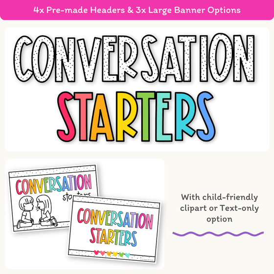 Conversation Starters - Bright Classroom Decor - Miss Jacobs Little Learners