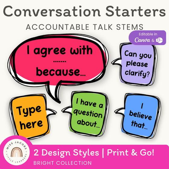 Conversation Starters - Bright Classroom Decor - Miss Jacobs Little Learners