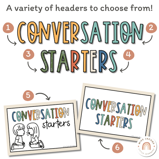 Conversation Starters - Cute Jungle Animals Classroom Decor - Miss Jacobs Little Learners