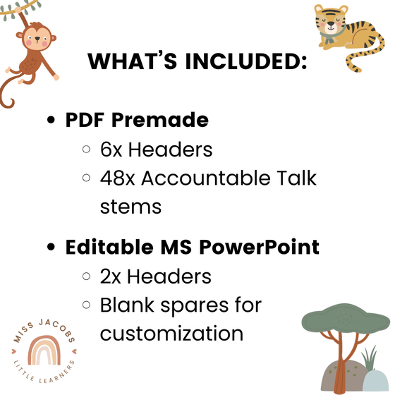 Conversation Starters - Cute Jungle Animals Classroom Decor - Miss Jacobs Little Learners