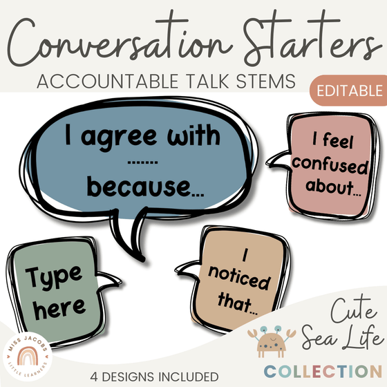 Conversation Starters - Cute Sea Life Classroom Decor - Miss Jacobs Little Learners