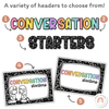 Conversation Starters - Cutesy Classroom Decor - Miss Jacobs Little Learners