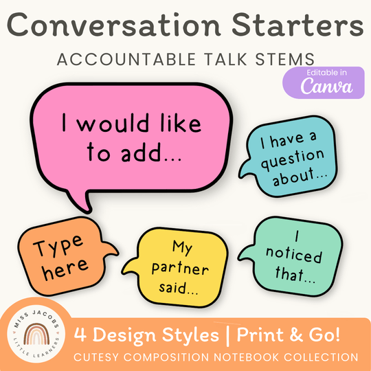 Conversation Starters - Cutesy Composition Notebook English Decor