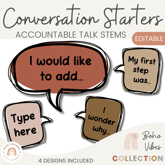 Conversation Starters - Desert Neutrals Classroom Decor