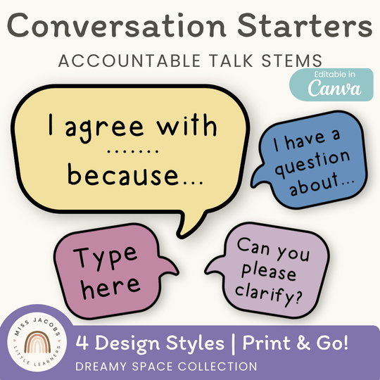 Conversation Starters - Dreamy Space Classroom Decor
