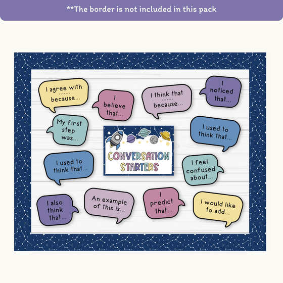 Conversation Starters - Dreamy Space Classroom Decor - Miss Jacobs Little Learners
