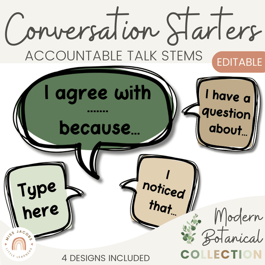 Conversation Starters - Modern Botanical Classroom Decor