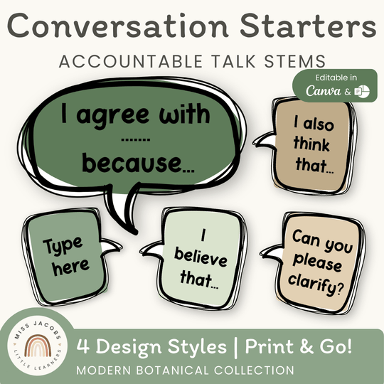 Conversation Starters - Modern Botanical Classroom Decor