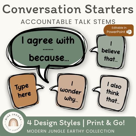Conversation Starters - Modern Jungle Classroom Decor
