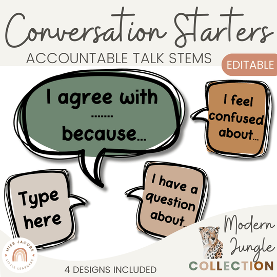Conversation Starters - Modern Jungle Classroom Decor