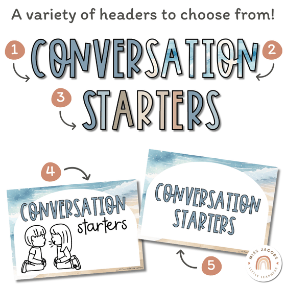 Conversation Starters - Modern Ocean Classroom Decor - Miss Jacobs Little Learners
