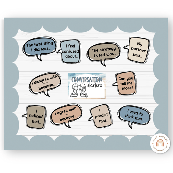 Conversation Starters - Modern Ocean Classroom Decor - Miss Jacobs Little Learners