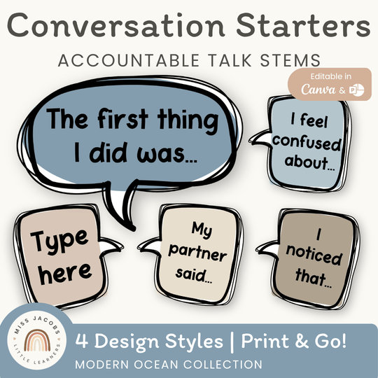 Conversation Starters - Modern Ocean Classroom Decor