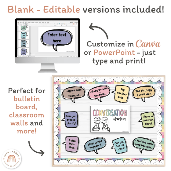 Conversation Starters - Pastel Classroom Decor - Miss Jacobs Little Learners