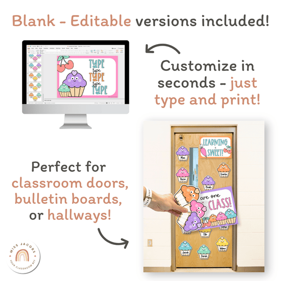 Cupcake Door Display Classroom Decor - Miss Jacobs Little Learners