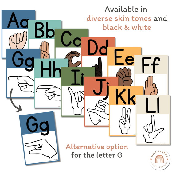 Cute Jungle Animals ASL Alphabet Posters - Miss Jacobs Little Learners