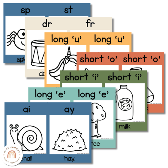 Cute Jungle Animals Phonics Posters - Miss Jacobs Little Learners